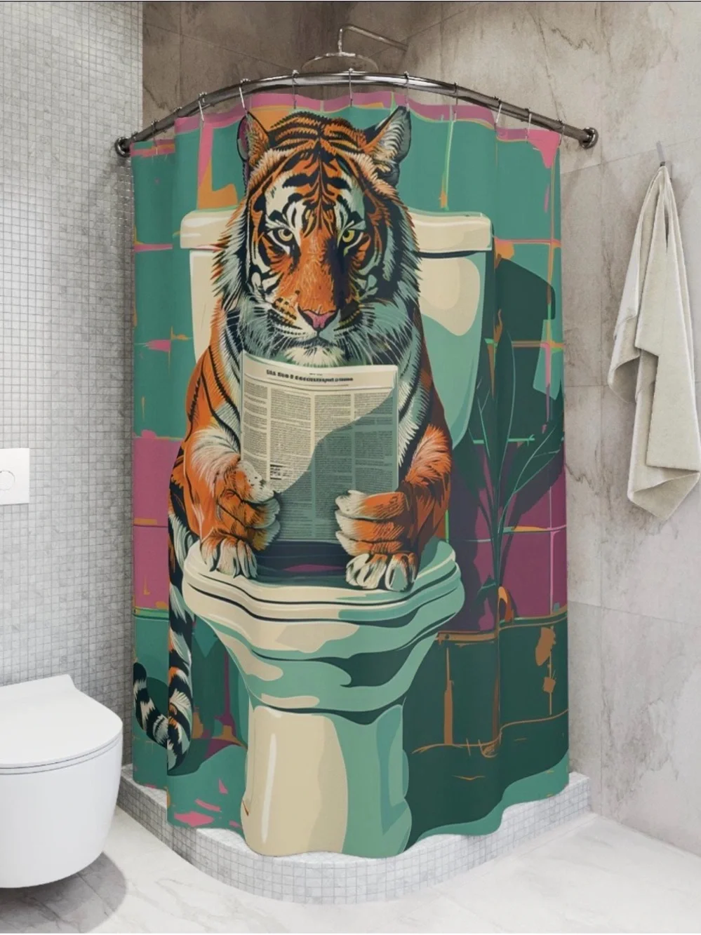 Tiger Print Shower Curtain in Green